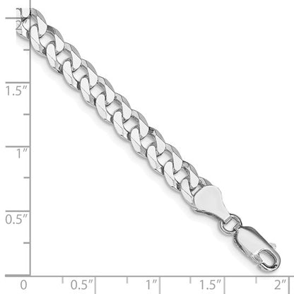 Sterling Silver Beveled Curb Link Bracelet - 6.00 mm