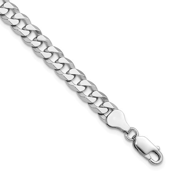 Sterling Silver Beveled Curb Link Bracelet - 6.00 mm