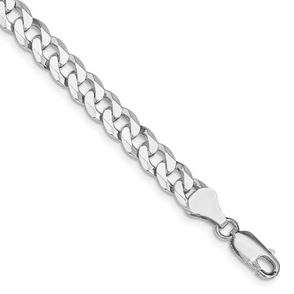 Sterling Silver Rhodium-Plated Beveled Curb Link Chain - 6.00 mm