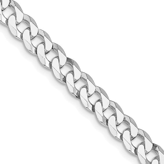 Sterling Silver Rhodium-Plated Beveled Curb Link Chain - 6.00 mm