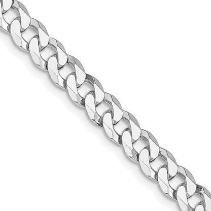 Sterling Silver Rhodium-Plated Beveled Curb Link Chain - 6.00 mm
