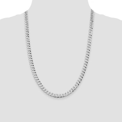 Sterling Silver Rhodium-Plated Beveled Curb Link Chain - 7.00 mm