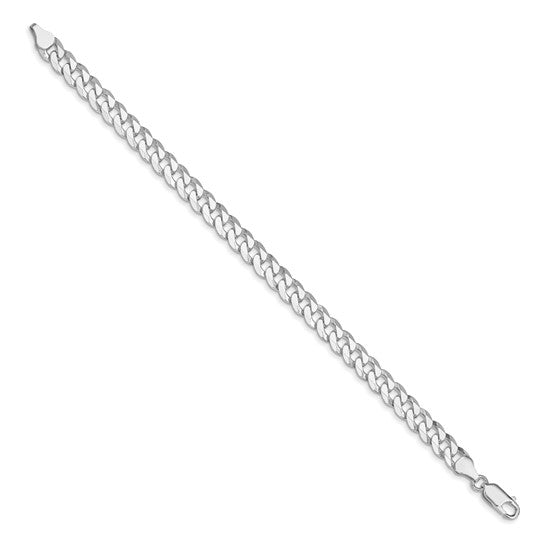 Sterling Silver Rhodium-Plated Beveled Curb Link Chain - 7.00 mm