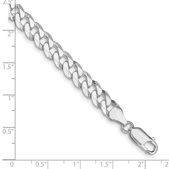 Sterling Silver Rhodium-Plated Beveled Curb Link Chain - 7.00 mm