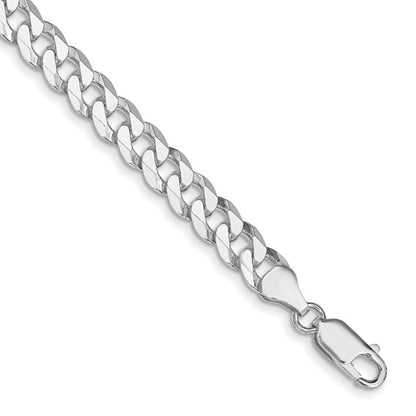 Sterling Silver Rhodium-Plated Beveled Curb Link Chain - 7.00 mm
