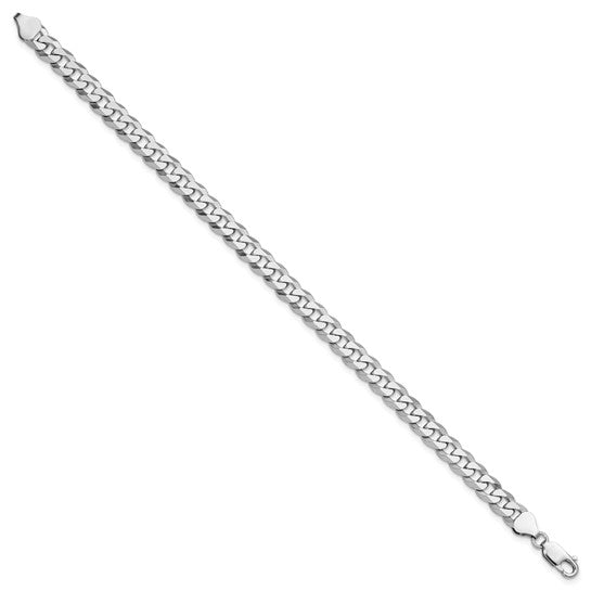 Sterling Silver Beveled Curb Link Bracelet - 7.00 mm