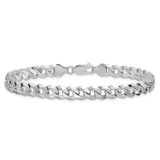 Sterling Silver Beveled Curb Link Bracelet - 7.00 mm
