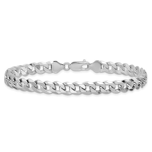 Sterling Silver Beveled Curb Link Bracelet - 7.00 mm
