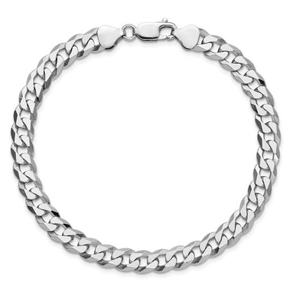 Sterling Silver Beveled Curb Link Bracelet - 7.00 mm