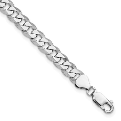 Sterling Silver Beveled Curb Link Bracelet - 7.00 mm