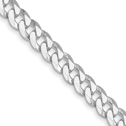 Sterling Silver Rhodium-Plated Beveled Curb Link Chain - 7.00 mm