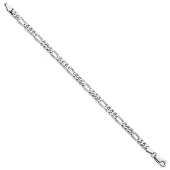 Sterling Silver Rhodium-Plated Figaro Link Bracelet - 4.50 mm