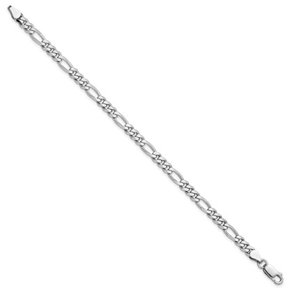 Sterling Silver Rhodium-Plated Figaro Link Bracelet - 4.50 mm