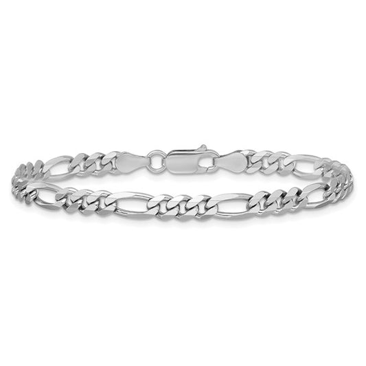 Sterling Silver Rhodium-Plated Figaro Link Bracelet - 4.50 mm