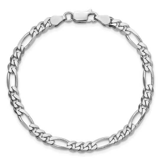 Sterling Silver Rhodium-Plated Figaro Link Bracelet - 4.50 mm