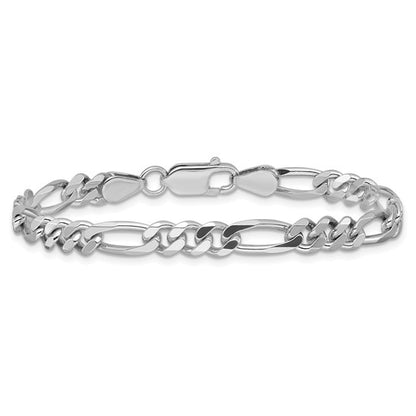 Sterling Silver Rhodium-Plated Figaro Link Bracelet - 5.25 mm