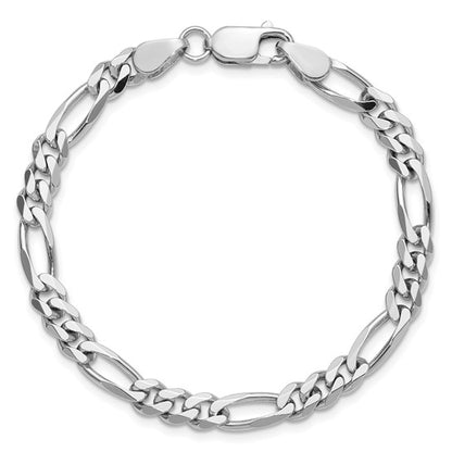 Sterling Silver Rhodium-Plated Figaro Link Bracelet - 5.25 mm