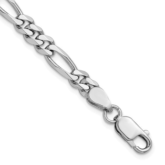 Sterling Silver Rhodium-Plated Figaro Link Bracelet - 5.25 mm