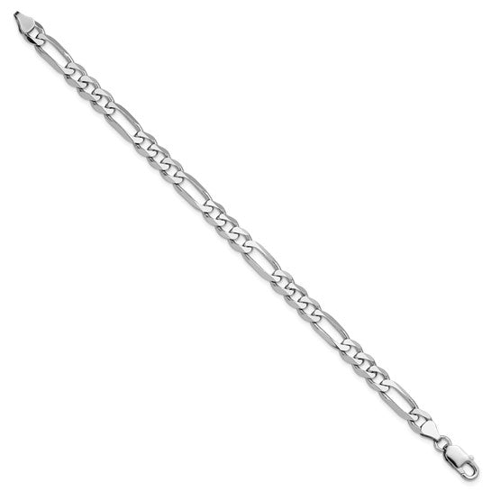 Sterling Silver Rhodium-Plated Figaro Link Bracelet - 7.50 mm