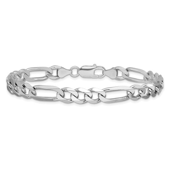 Sterling Silver Rhodium-Plated Figaro Link Bracelet - 7.50 mm
