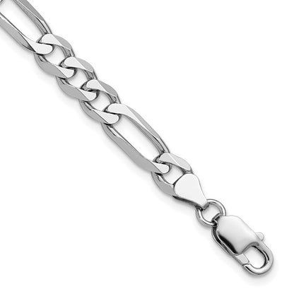 Sterling Silver Rhodium-Plated Figaro Link Bracelet - 7.50 mm