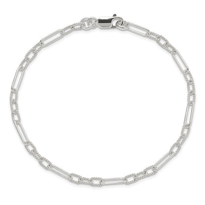 Sterling Silver Fancy Link Anklet