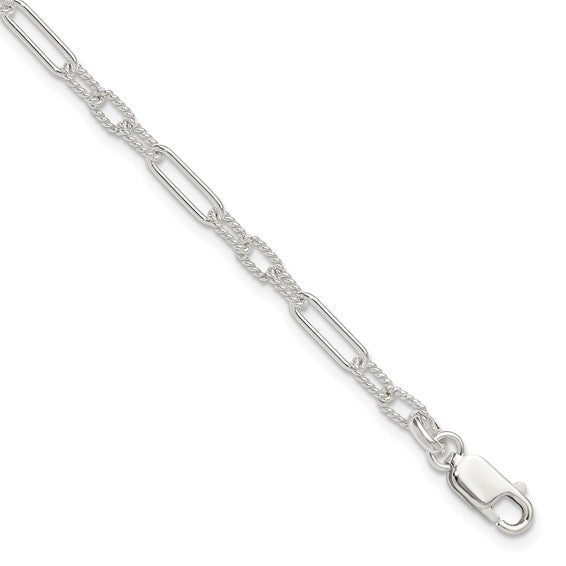 Sterling Silver Fancy Link Anklet