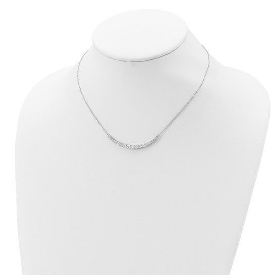 Sterling Silver Rhodium-Plated  CZ Bar Necklace