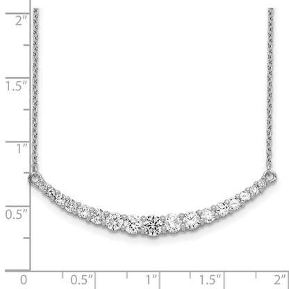 Sterling Silver Rhodium-Plated  CZ Bar Necklace