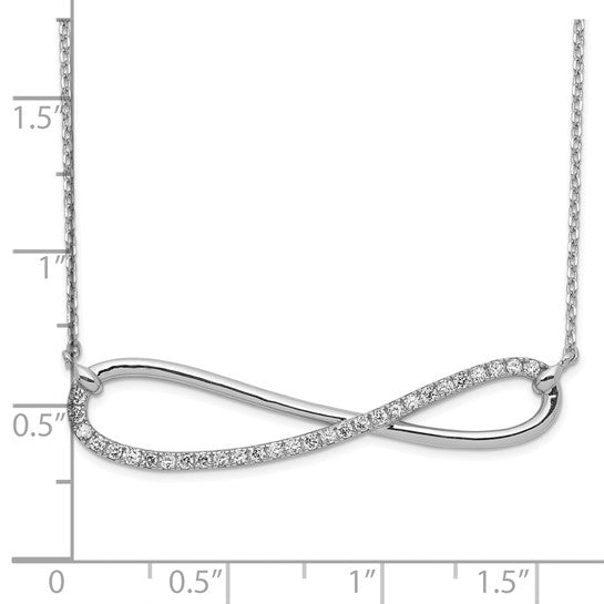 Sterling Silver Rhodium-Plated CZ Infinity Necklace