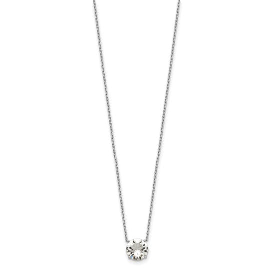 Sterling Silver Rhodium-Plated Solitaire Necklaces w/ Colored Swarovski Crystal Stones