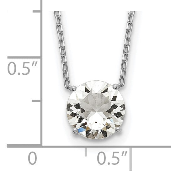 Sterling Silver Rhodium-Plated Solitaire Necklaces w/ Colored Swarovski Crystal Stones