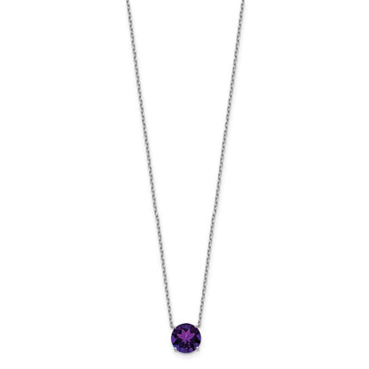 Sterling Silver Rhodium-Plated Solitaire Necklaces w/ Colored Swarovski Crystal Stones