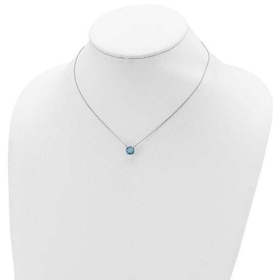 Sterling Silver Rhodium-Plated Solitaire Necklaces w/ Colored Swarovski Crystal Stones