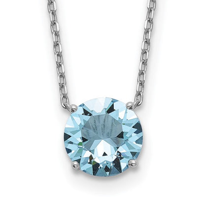 Sterling Silver Rhodium-Plated Solitaire Necklaces w/ Colored Swarovski Crystal Stones