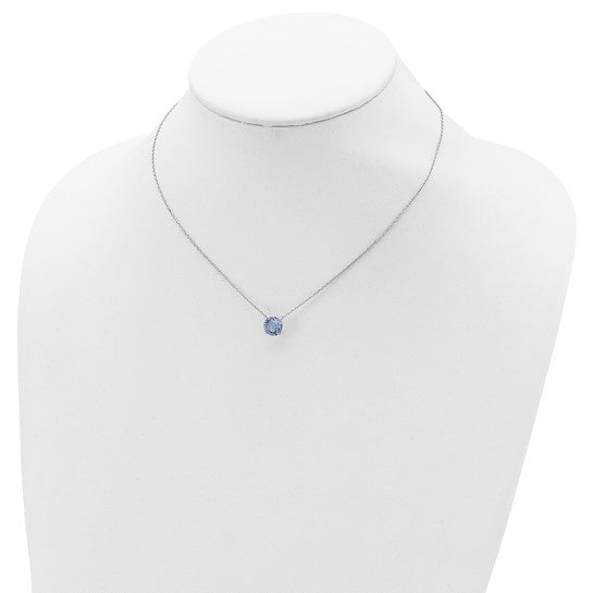 Sterling Silver Rhodium-Plated Solitaire Necklaces w/ Colored Swarovski Crystal Stones