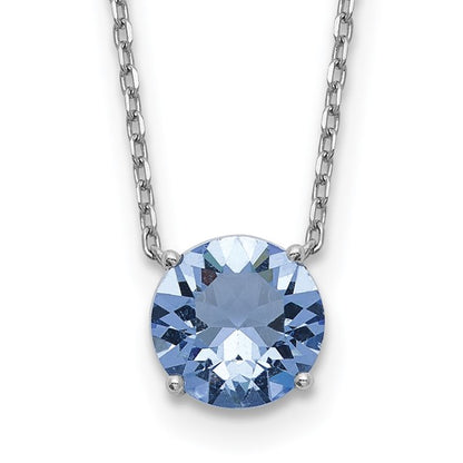 Sterling Silver Rhodium-Plated Solitaire Necklaces w/ Colored Swarovski Crystal Stones