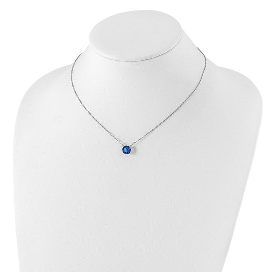 Sterling Silver Rhodium-Plated Solitaire Necklaces w/ Colored Swarovski Crystal Stones