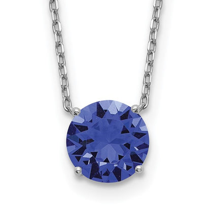 Sterling Silver Rhodium-Plated Solitaire Necklaces w/ Colored Swarovski Crystal Stones