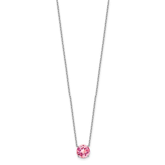 Sterling Silver Rhodium-Plated Solitaire Necklaces w/ Colored Swarovski Crystal Stones