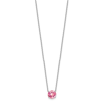 Sterling Silver Rhodium-Plated Solitaire Necklaces w/ Colored Swarovski Crystal Stones