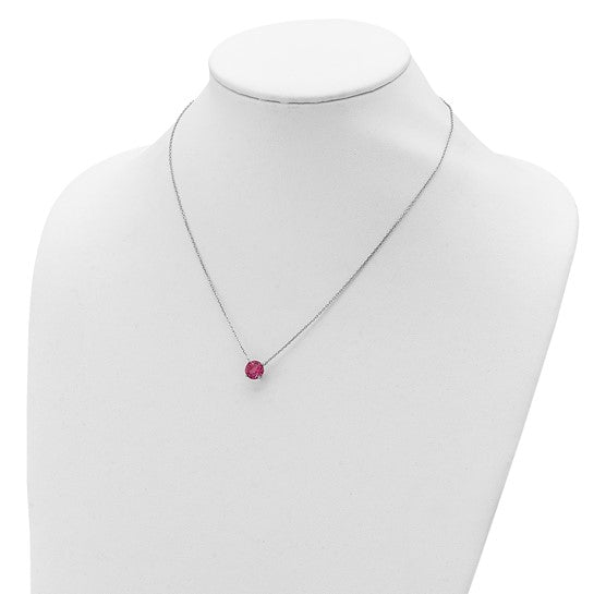 Sterling Silver Rhodium-Plated Solitaire Necklaces w/ Colored Swarovski Crystal Stones