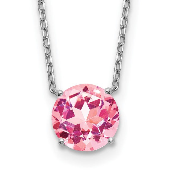 Sterling Silver Rhodium-Plated Solitaire Necklaces w/ Colored Swarovski Crystal Stones