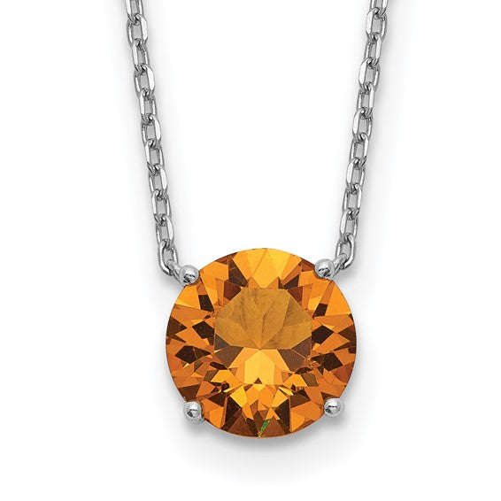 Sterling Silver Rhodium-Plated Solitaire Necklaces w/ Colored Swarovski Crystal Stones