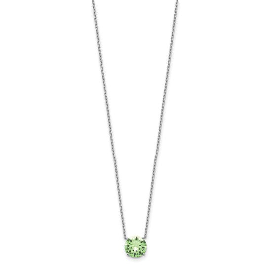 Sterling Silver Rhodium-Plated Solitaire Necklaces w/ Colored Swarovski Crystal Stones