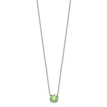 Sterling Silver Rhodium-Plated Solitaire Necklaces w/ Colored Swarovski Crystal Stones