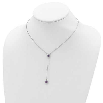 Sterling Silver Rhodium-Plated Amethyst Y Necklace