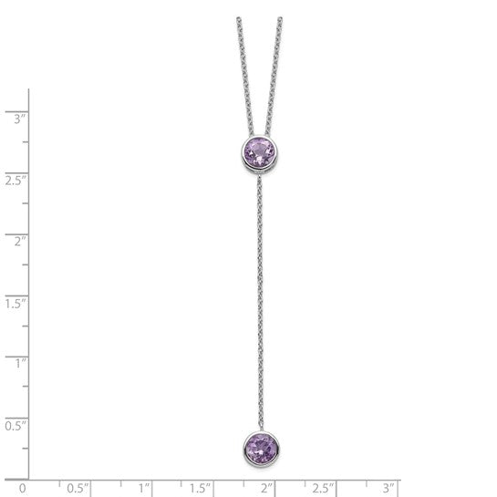 Sterling Silver Rhodium-Plated Amethyst Y Necklace