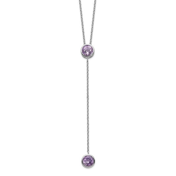 Sterling Silver Rhodium-Plated Amethyst Y Necklace