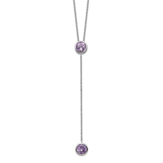 Sterling Silver Rhodium-Plated Amethyst Y Necklace